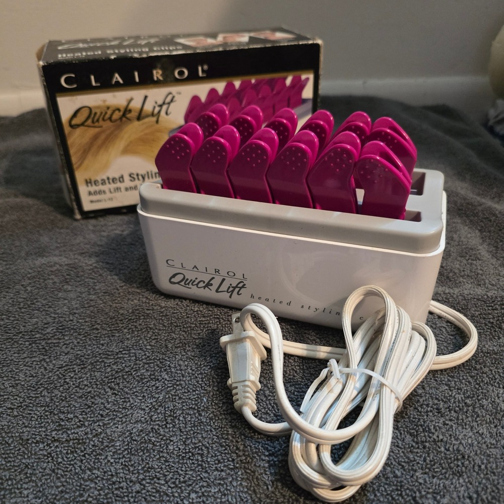 Clairol Quick Lift L-12 Heated Styling Clips Women Pink 12pc Vintage 1993 Volume